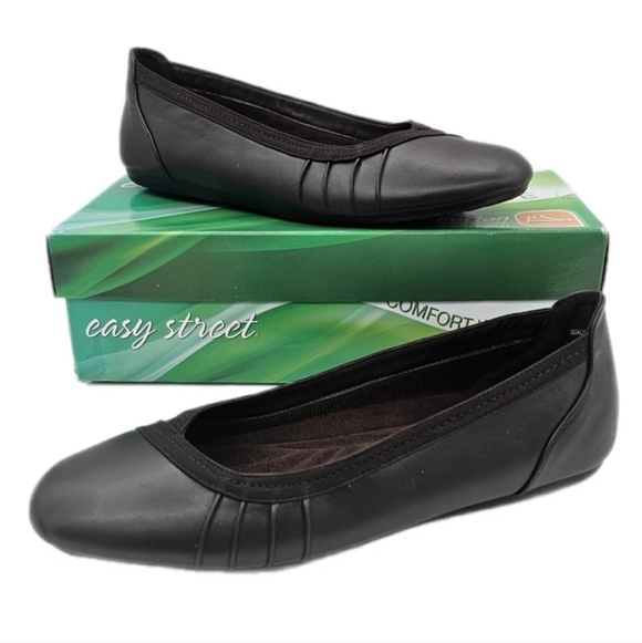easy street Shoes - Easy Street Womens Denni Shoes Ballet Flat Slip On Manmade Casual Brown 9.5 W
